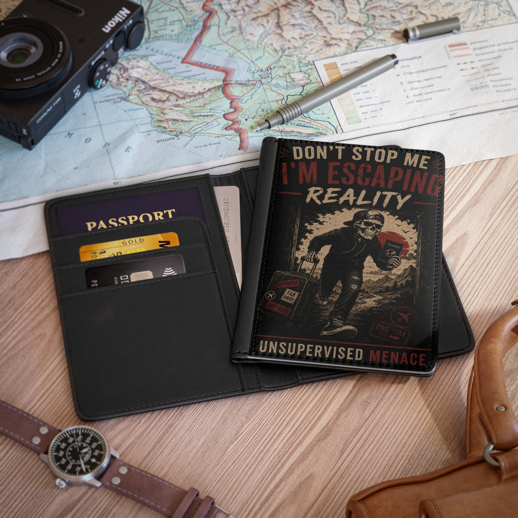 Escaping Reality Passport Cover — "Don't Stop Me I'm Escaping Reality" Travel Wallet