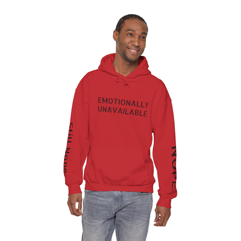 Emotionally Unavailable Hoodie — "Currently Accepting Coffee, Not Conversations" Graphic Hoodie