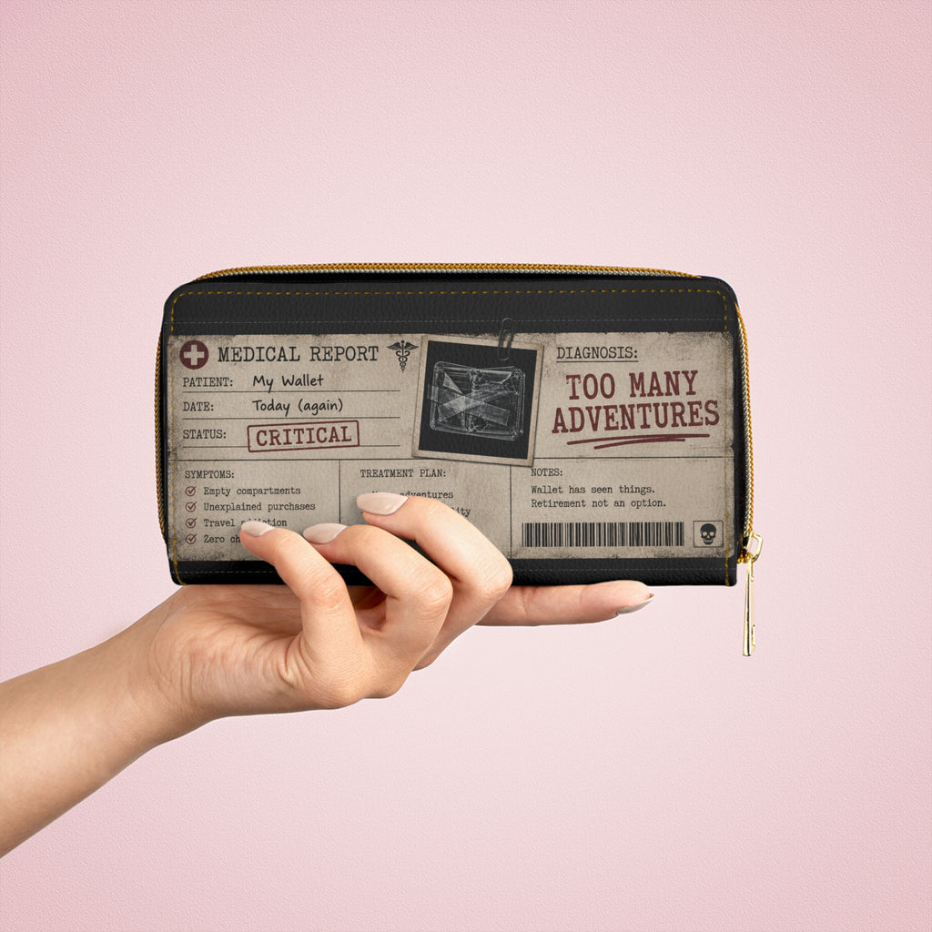 Zipper Wallet — 'Wallet in Critical Condition' Adventure Medical Report Design