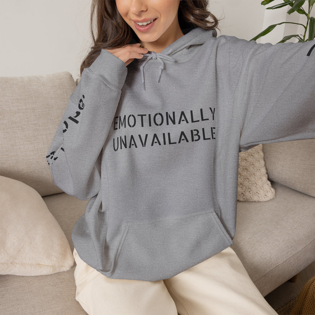 Emotionally Unavailable Hoodie — "Currently Accepting Coffee, Not Conversations" Graphic Hoodie