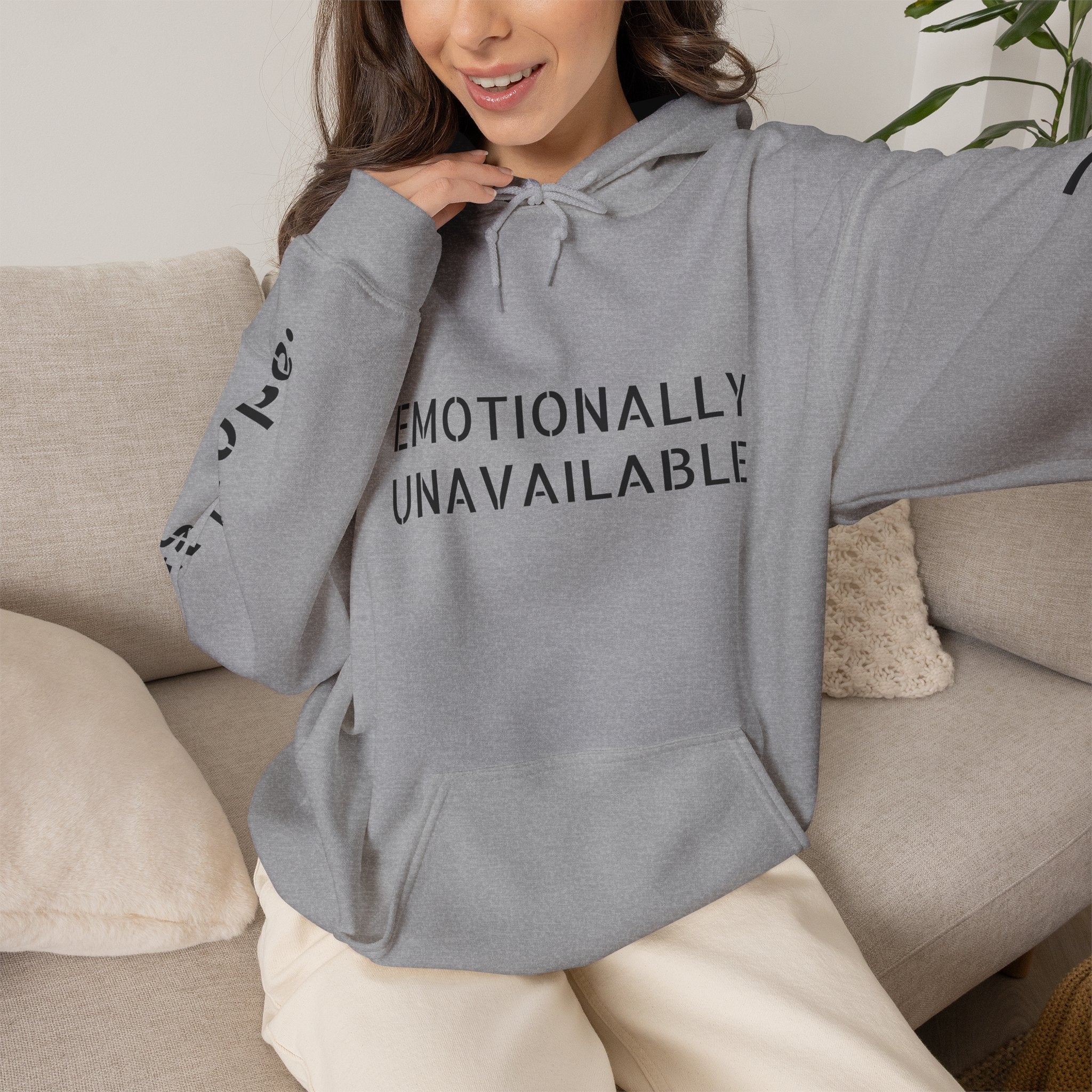 Emotionally Unavailable Hoodie — "Currently Accepting Coffee, Not Conversations" Graphic Hoodie