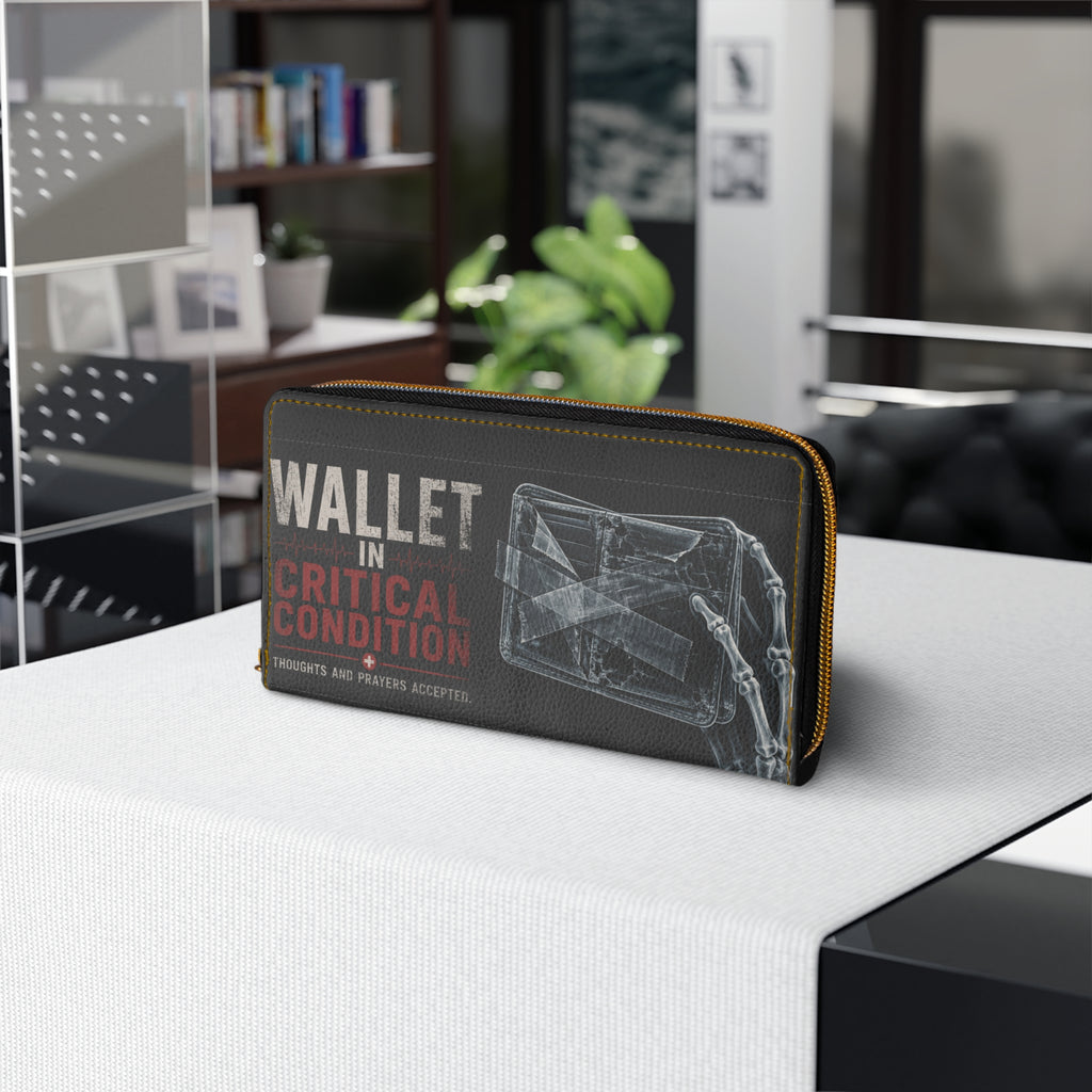 Zipper Wallet — 'Wallet in Critical Condition' Adventure Medical Report Design