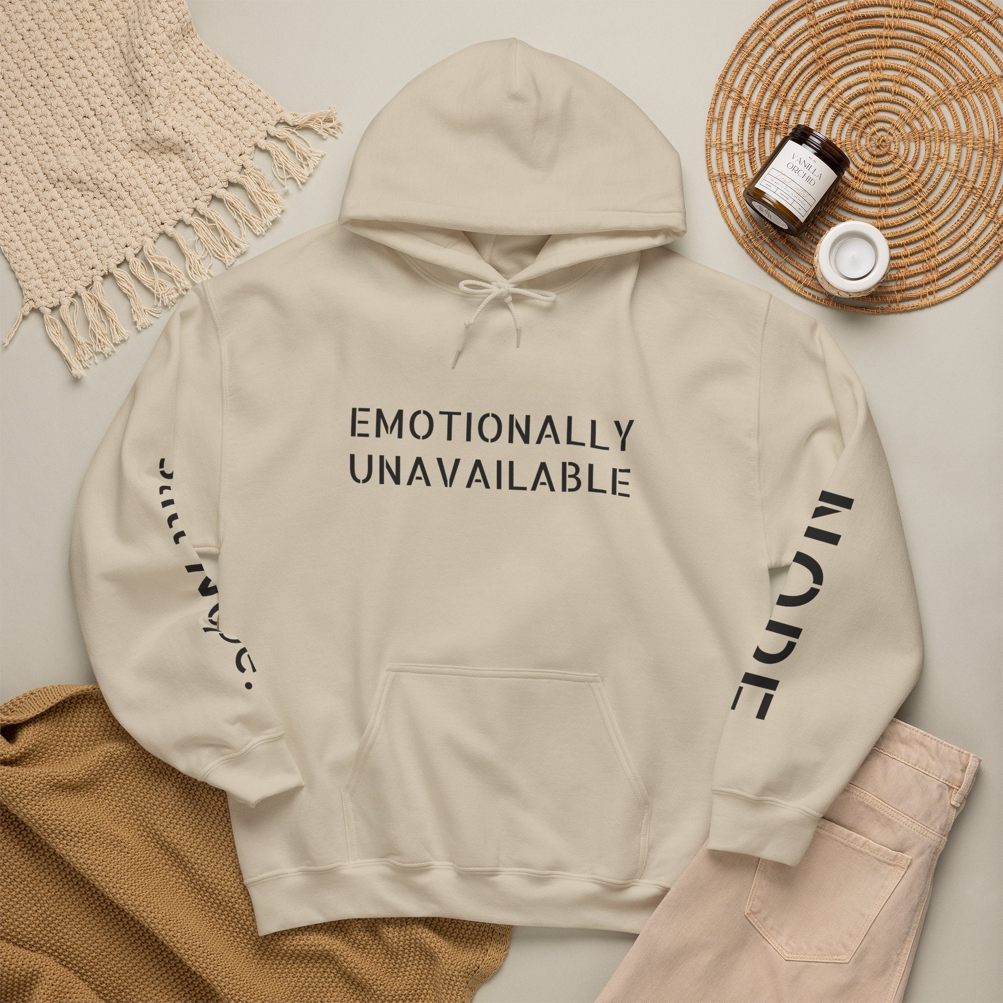 Emotionally Unavailable Hoodie — "Currently Accepting Coffee, Not Conversations" Graphic Hoodie