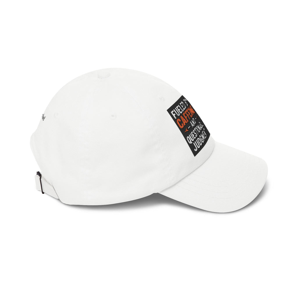 Classic Dad Cap - "Fueled by Caffeine and Questionable Judgment" Embroidered Skull Coffee Hat