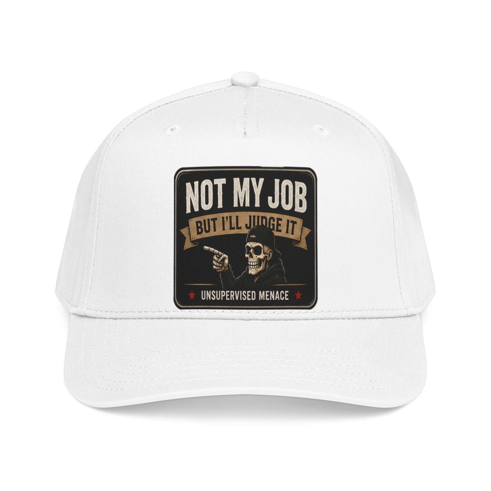 Baseball Cap — "Not My Job But I’ll Judge It" Skull Patch Hat