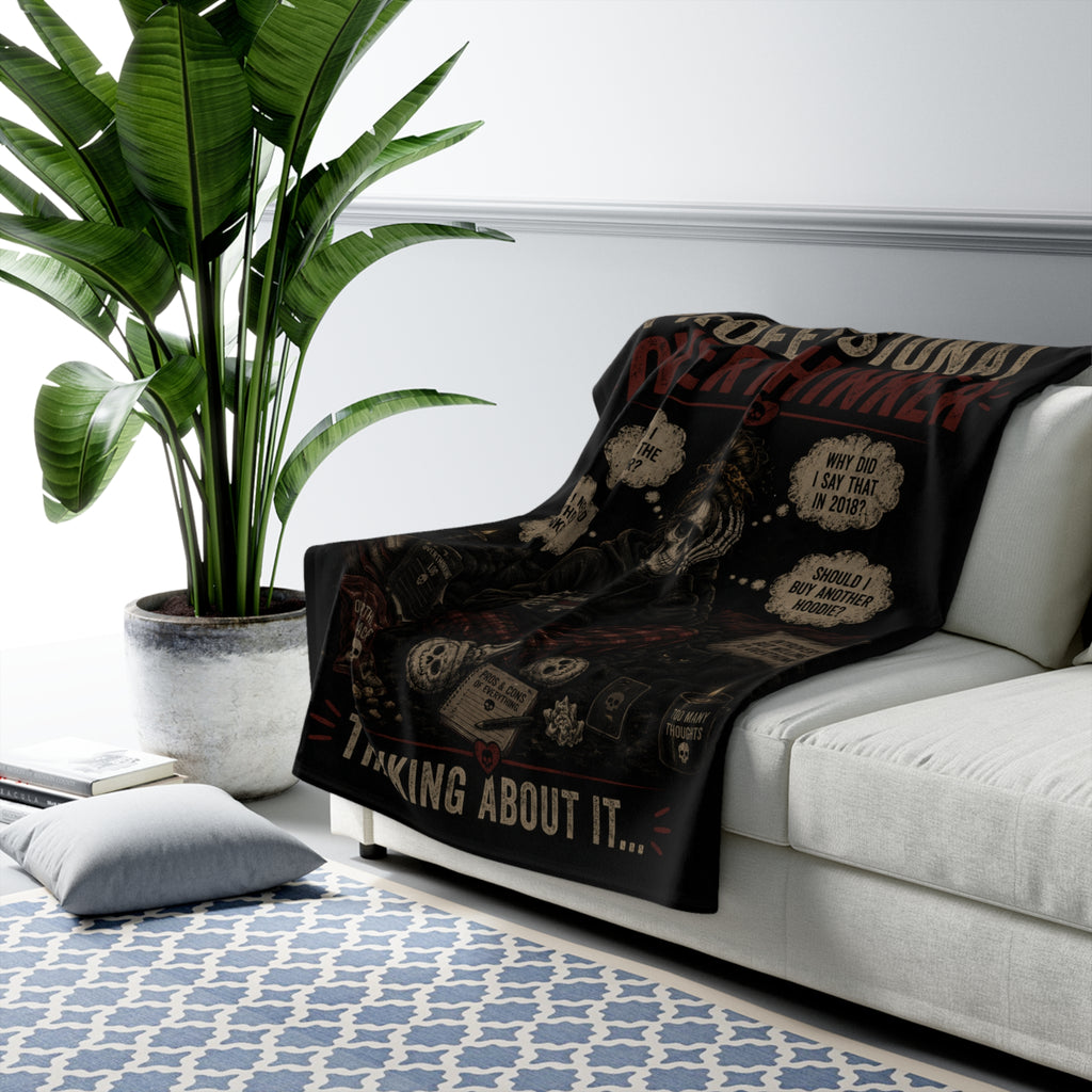 Sherpa Blanket — Professional Overthinker Vintage Skull Design