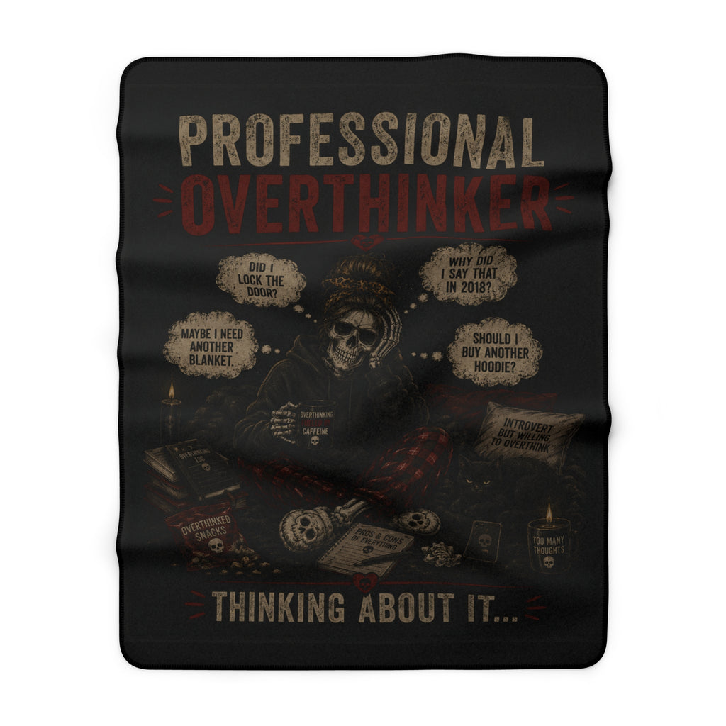 Sherpa Blanket — Professional Overthinker Vintage Skull Design