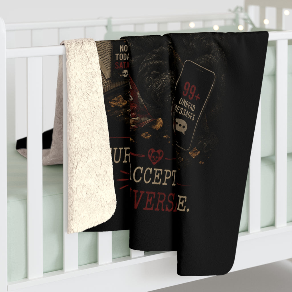 Sherpa Fleece Blanket — "Emotionally Unavailable" Skull Coffee Graphic Throw