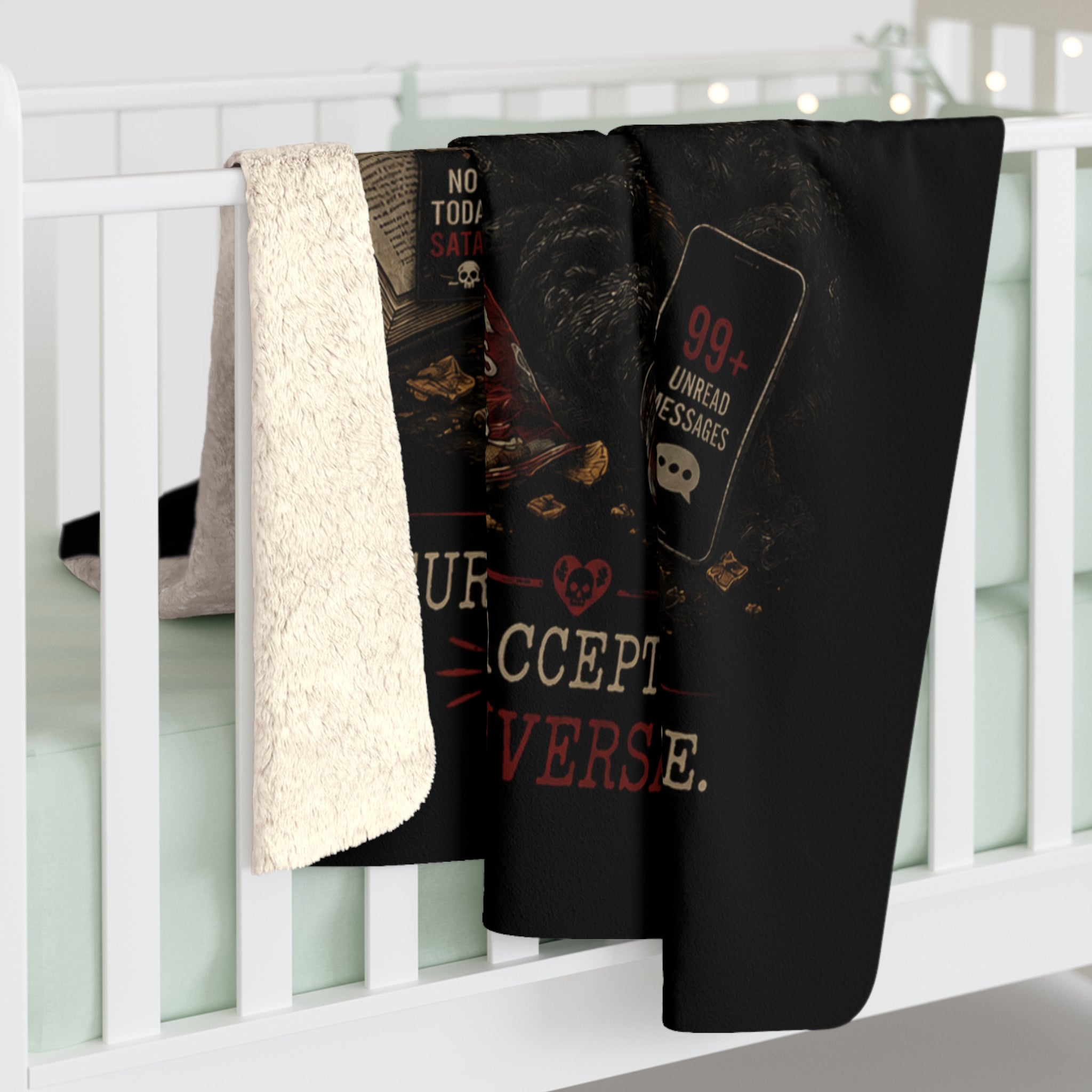 Sherpa Fleece Blanket — "Emotionally Unavailable" Skull Coffee Graphic Throw