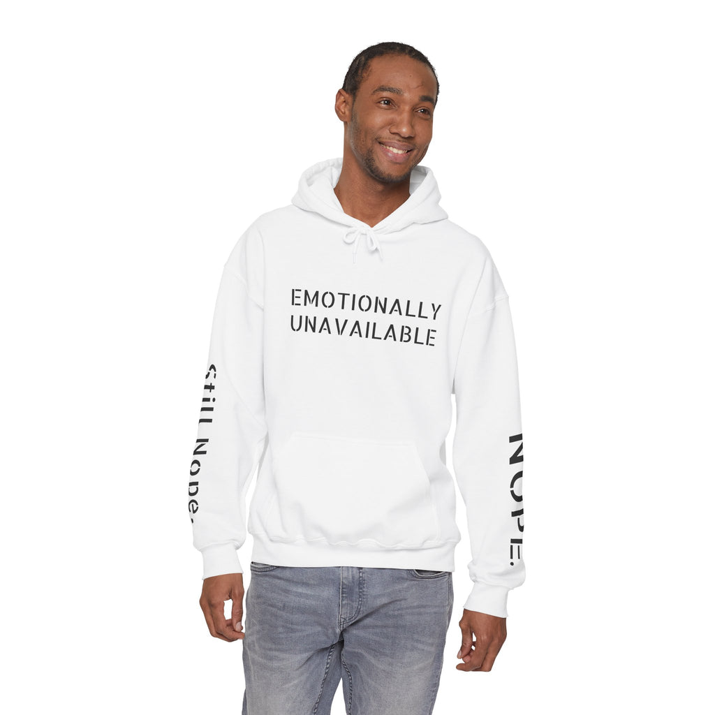 Emotionally Unavailable Hoodie — "Currently Accepting Coffee, Not Conversations" Graphic Hoodie