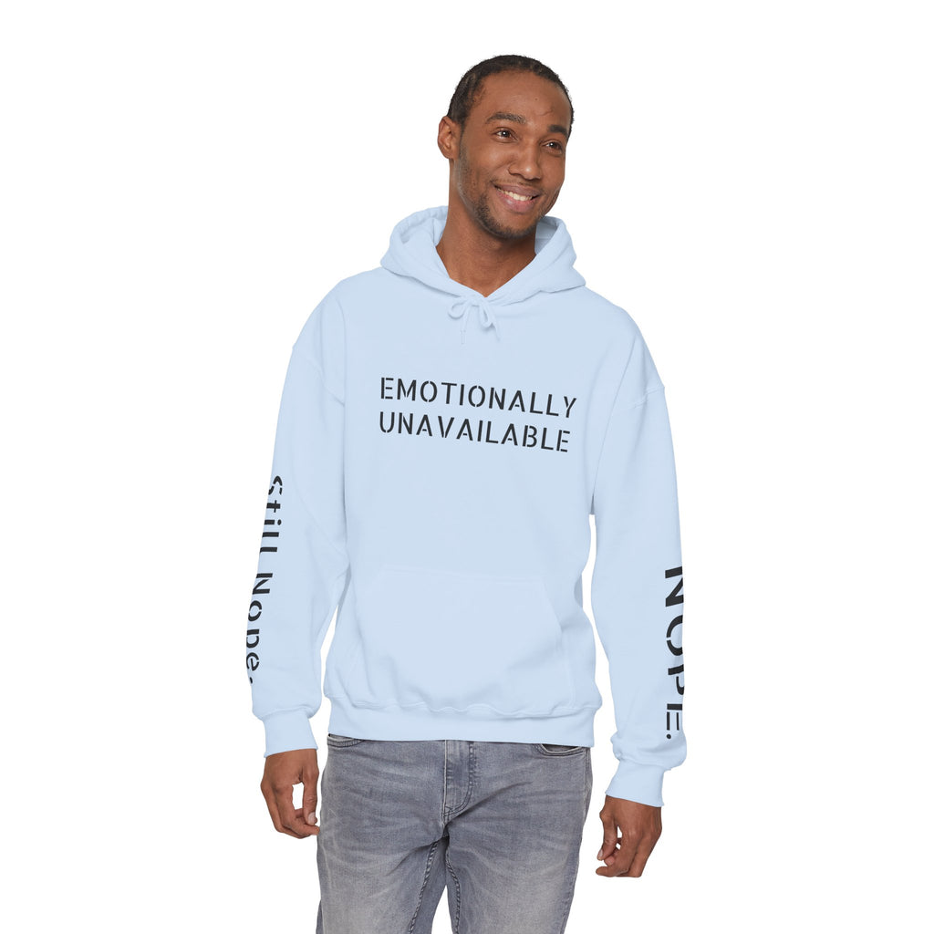 Emotionally Unavailable Hoodie — "Currently Accepting Coffee, Not Conversations" Graphic Hoodie