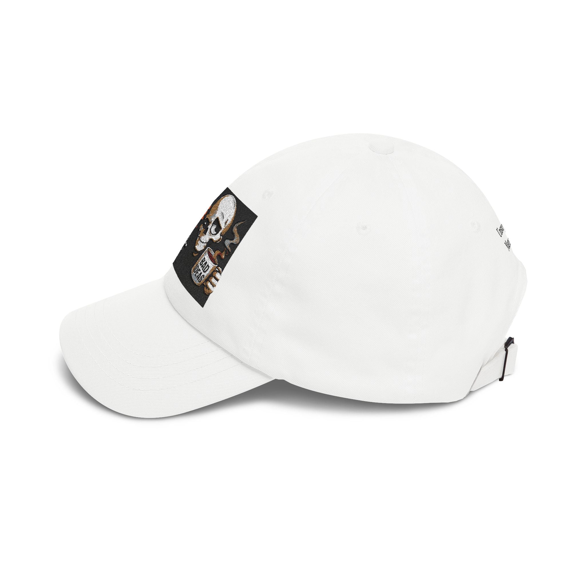 Classic Dad Cap - "Fueled by Caffeine and Questionable Judgment" Embroidered Skull Coffee Hat