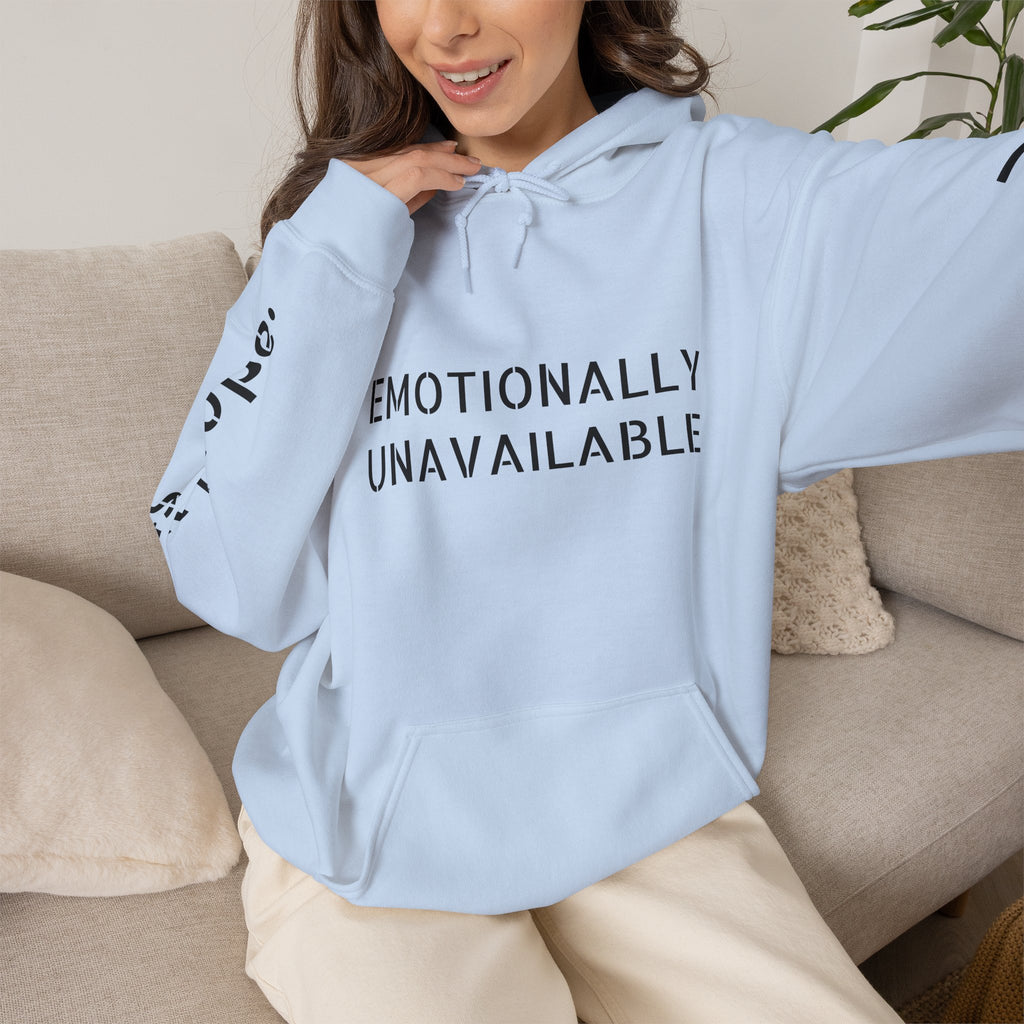 Emotionally Unavailable Hoodie — "Currently Accepting Coffee, Not Conversations" Graphic Hoodie