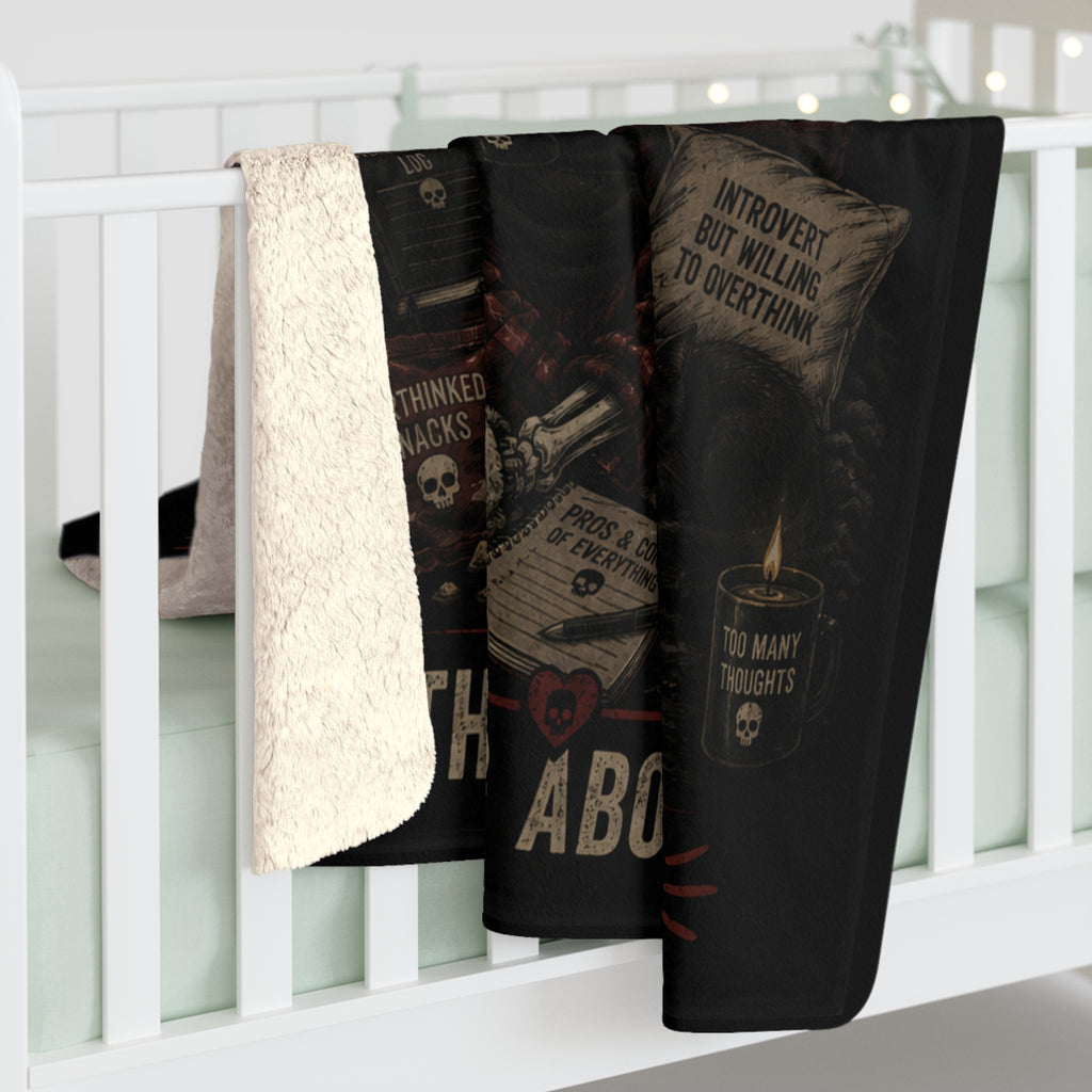 Sherpa Blanket — Professional Overthinker Vintage Skull Design
