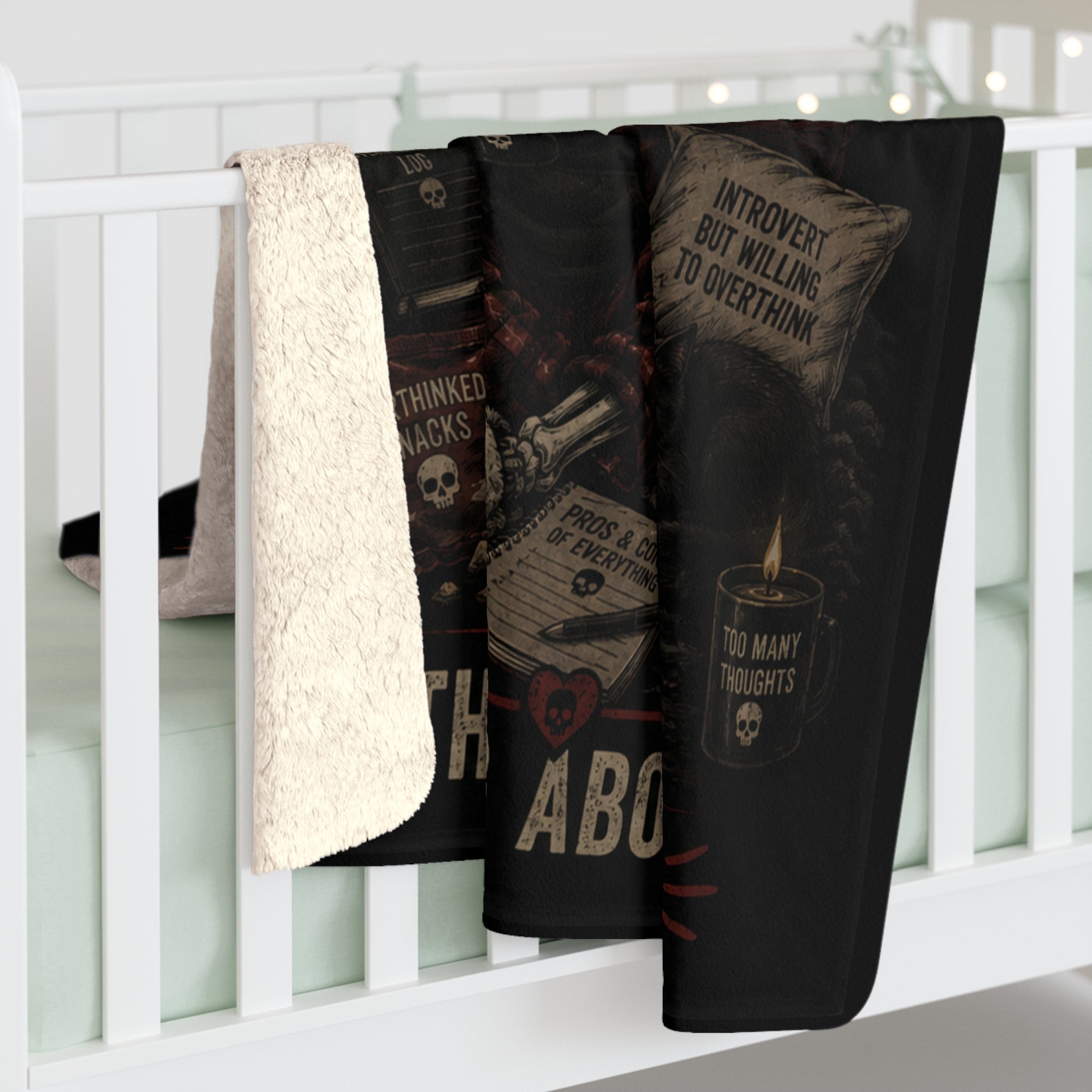 Sherpa Blanket — Professional Overthinker Vintage Skull Design