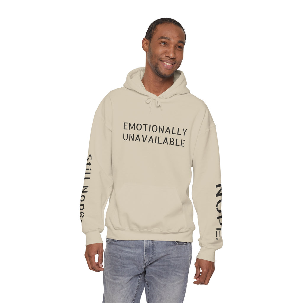 Emotionally Unavailable Hoodie — "Currently Accepting Coffee, Not Conversations" Graphic Hoodie