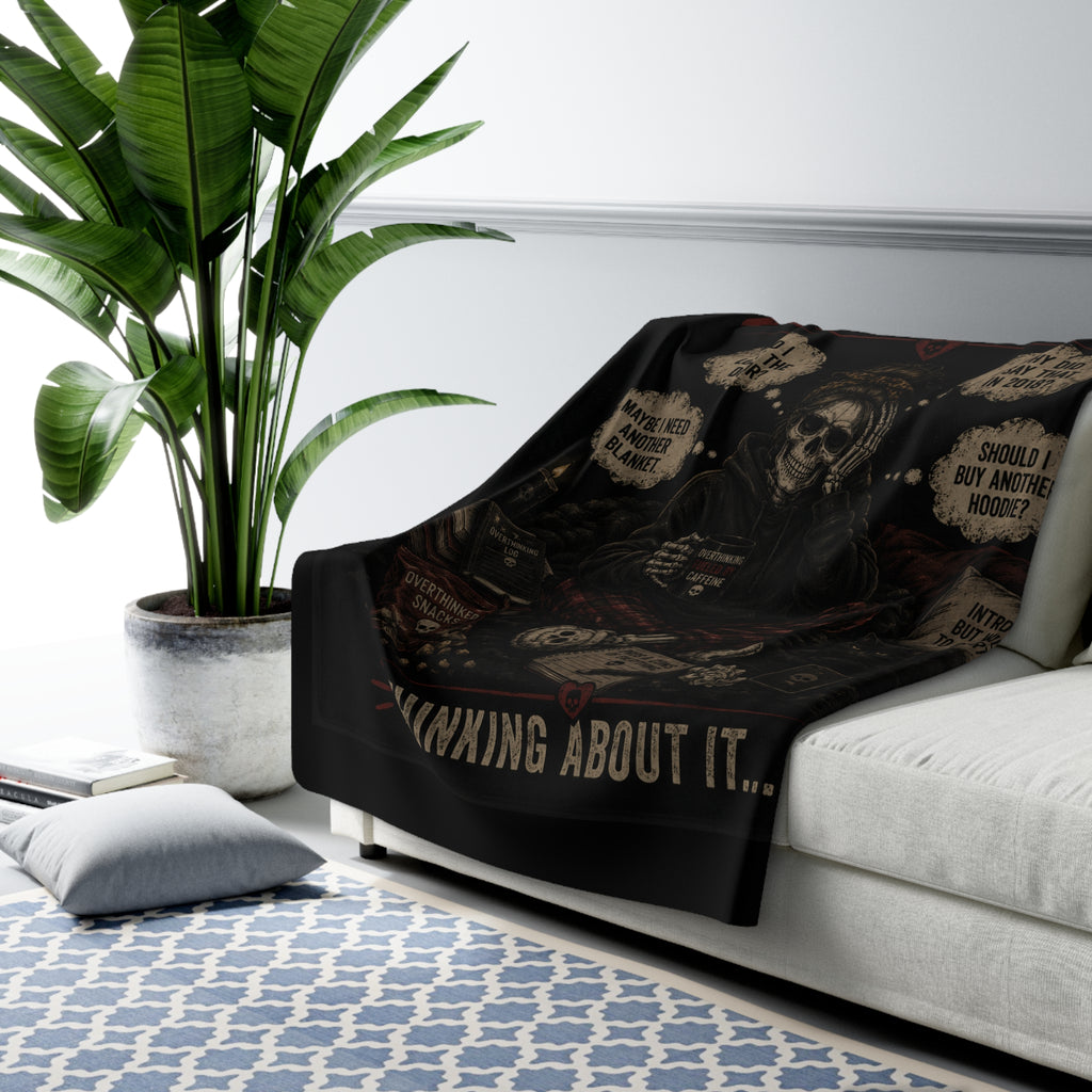 Sherpa Blanket — Professional Overthinker Vintage Skull Design