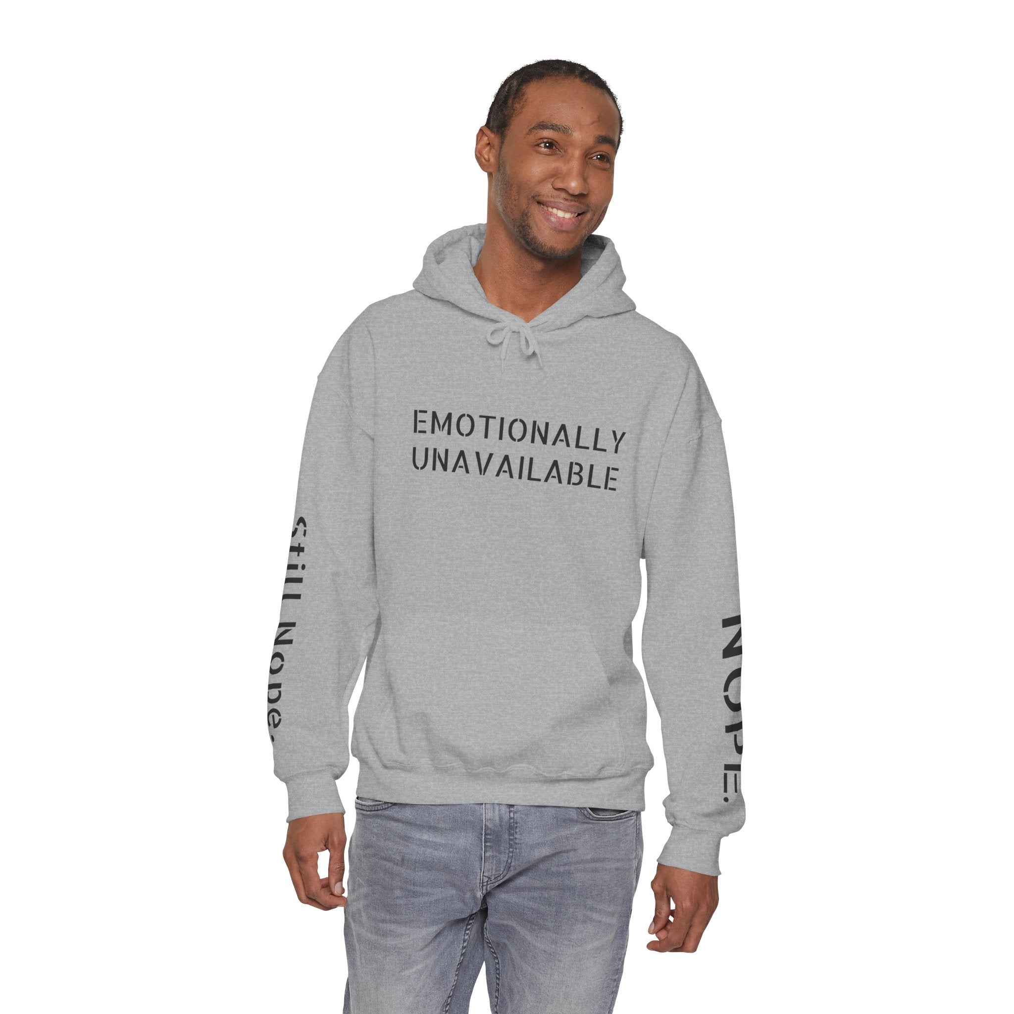 Emotionally Unavailable Hoodie — "Currently Accepting Coffee, Not Conversations" Graphic Hoodie