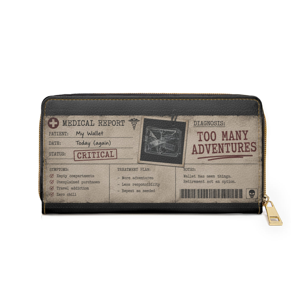 Zipper Wallet — 'Wallet in Critical Condition' Adventure Medical Report Design