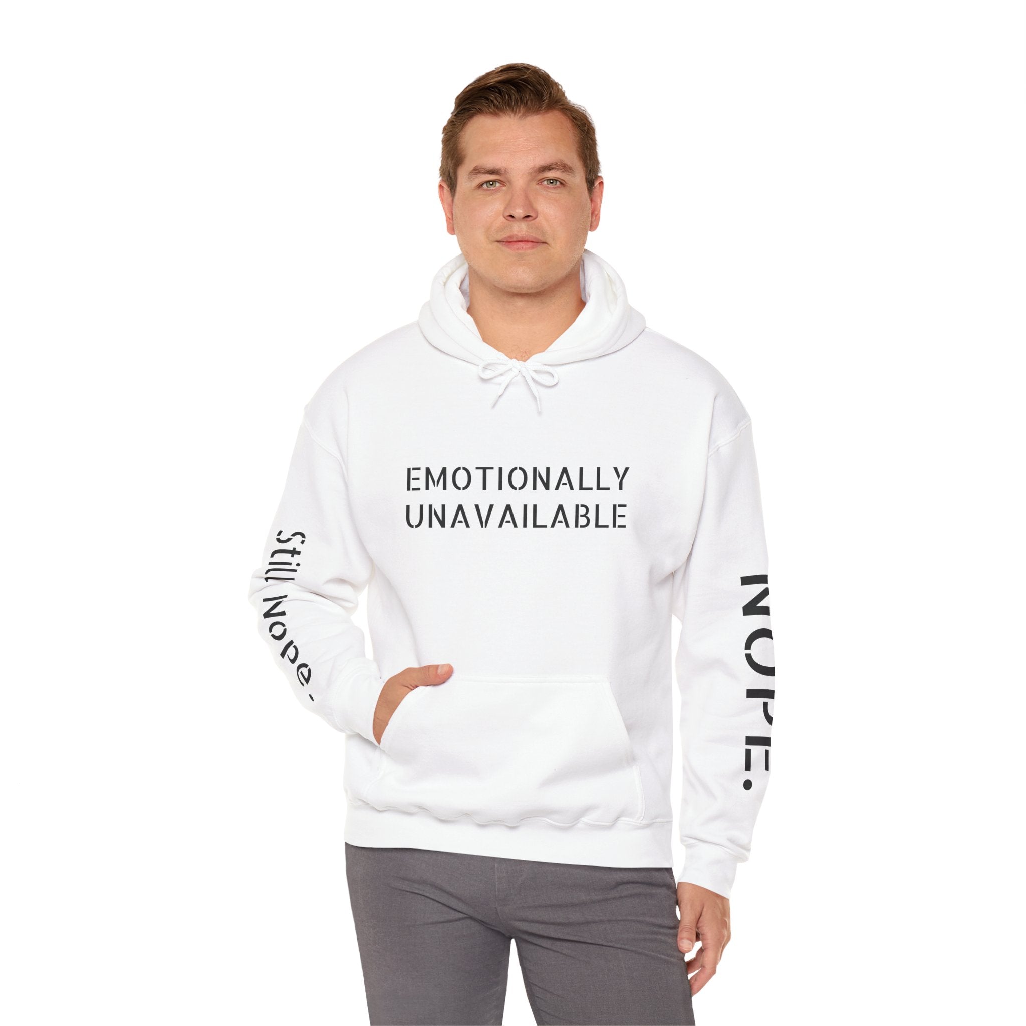 Emotionally Unavailable Hoodie — "Currently Accepting Coffee, Not Conversations" Graphic Hoodie