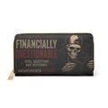 Zipper Wallet — 'Financially Questionable / Broke But Still Booking Trips' Skull Travel Wallet