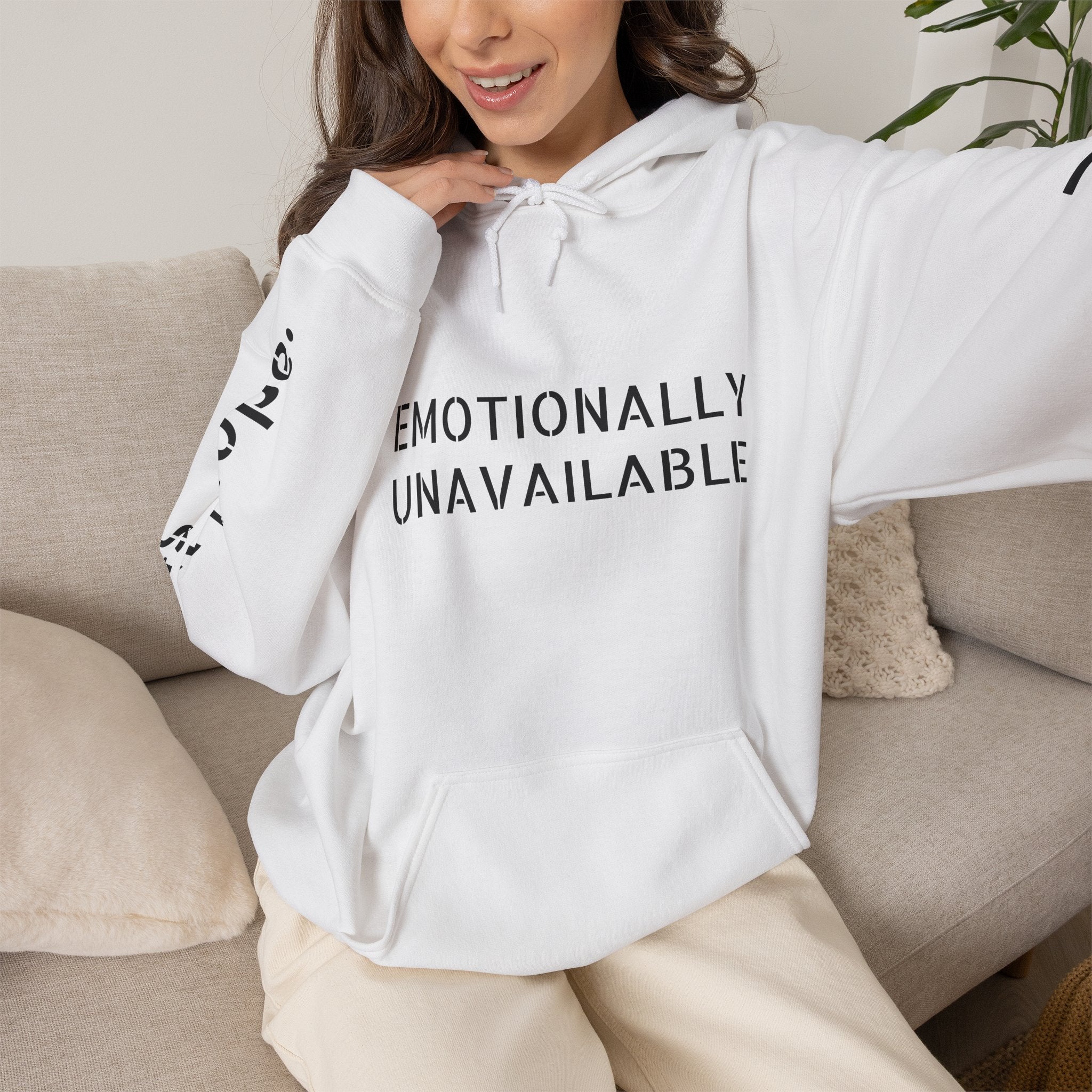 Emotionally Unavailable Hoodie — "Currently Accepting Coffee, Not Conversations" Graphic Hoodie