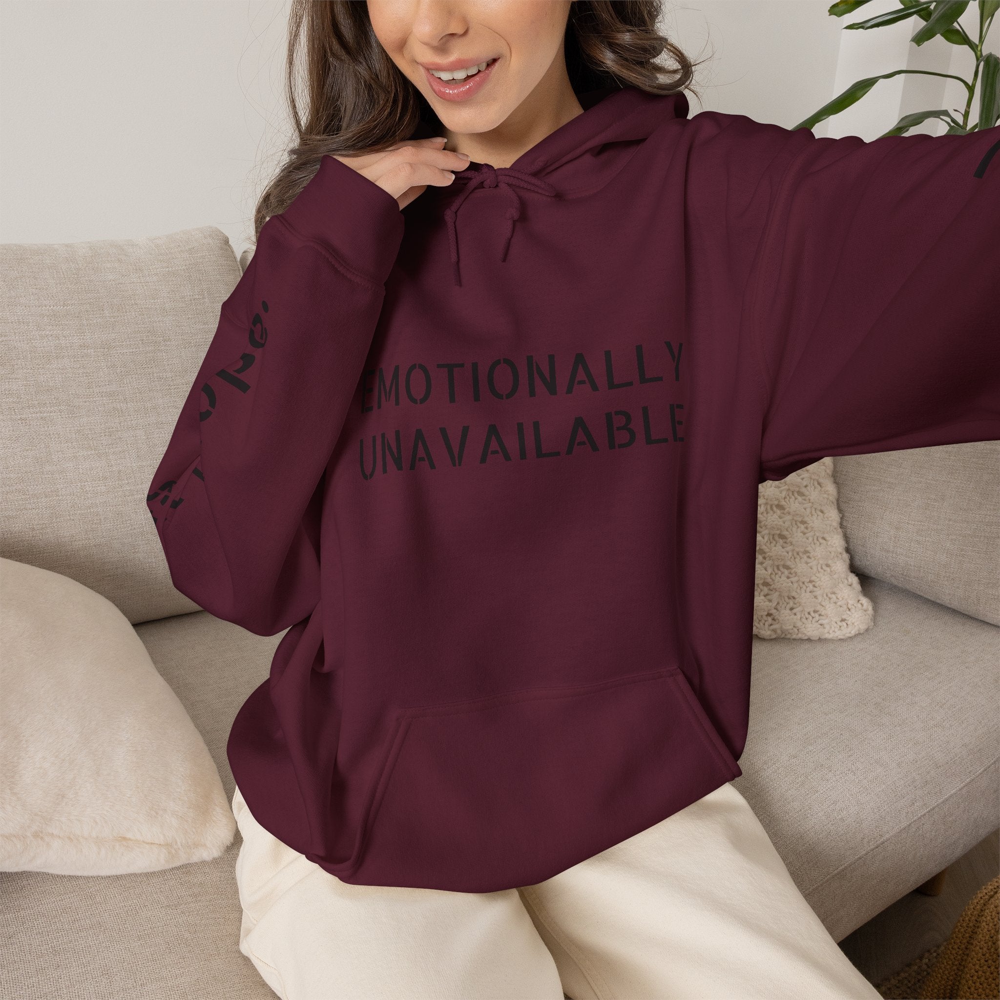 Emotionally Unavailable Hoodie — "Currently Accepting Coffee, Not Conversations" Graphic Hoodie