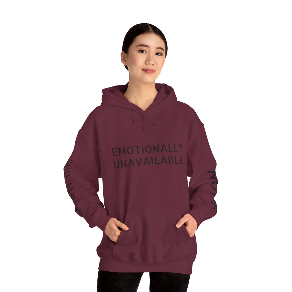Emotionally Unavailable Hoodie — "Currently Accepting Coffee, Not Conversations" Graphic Hoodie
