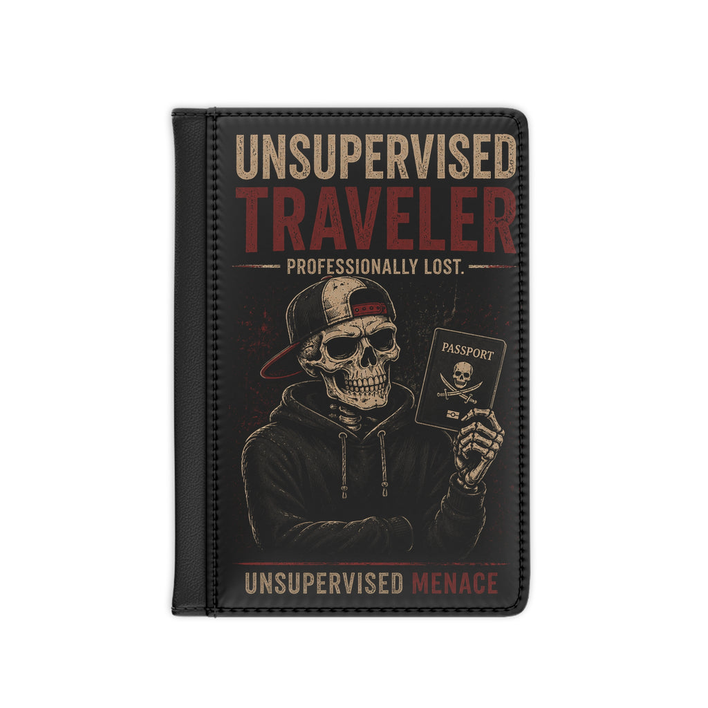 Unsupervised Traveler Passport Cover – Skull with Passport Travel Wallet