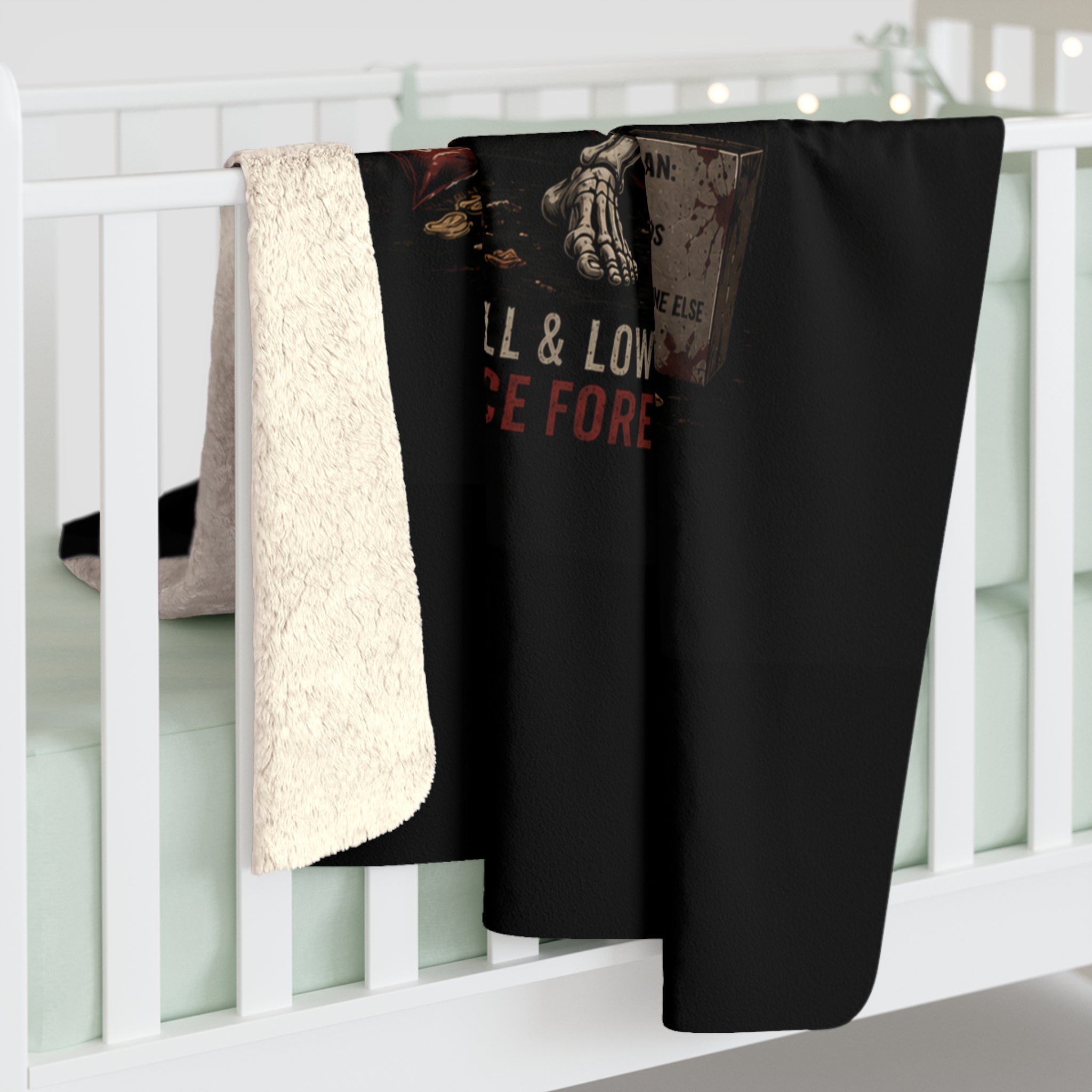 Sherpa Fleece Blanket — "Unsupervised Menace" Skeleton Lounge Throw (Cozy Gothic Gift)