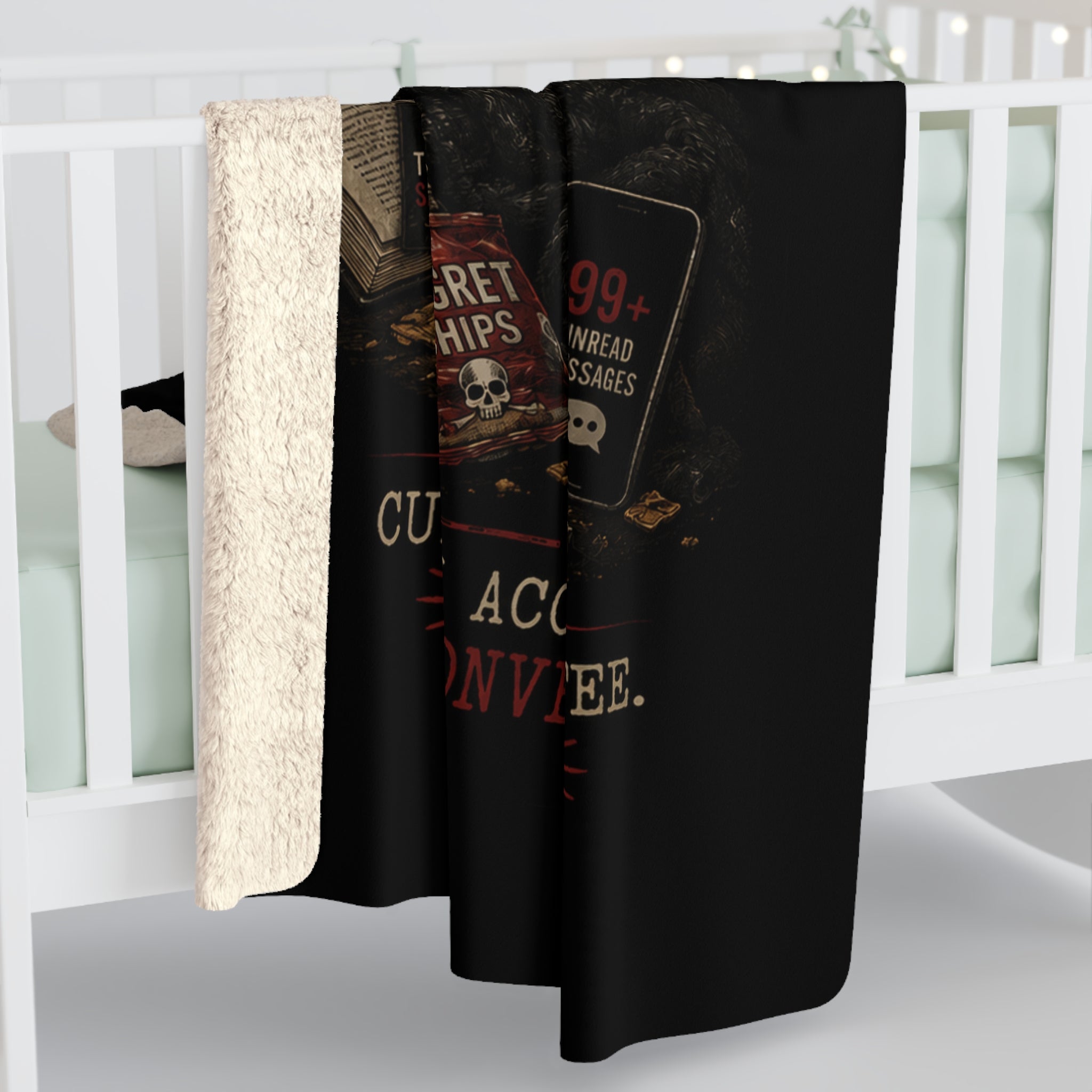 Sherpa Fleece Blanket — "Emotionally Unavailable" Skull Coffee Graphic Throw
