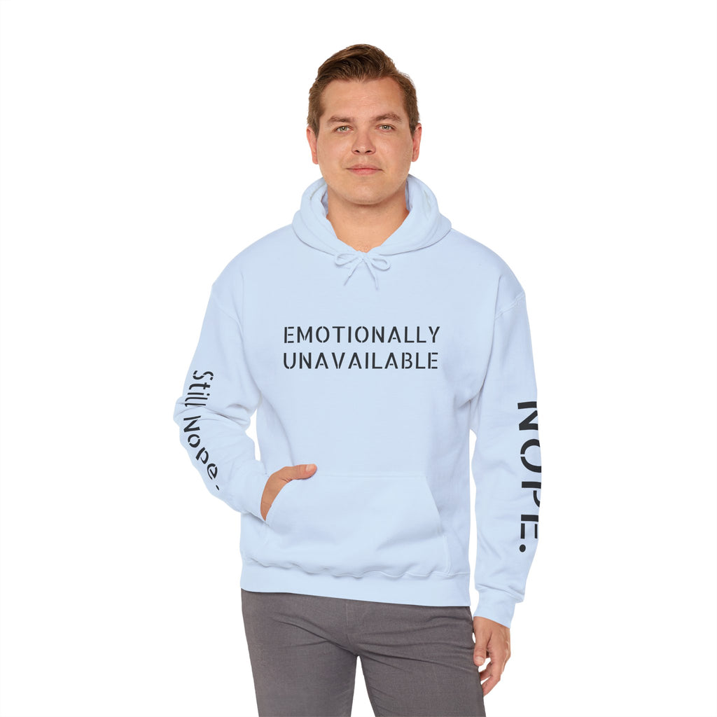Emotionally Unavailable Hoodie — "Currently Accepting Coffee, Not Conversations" Graphic Hoodie