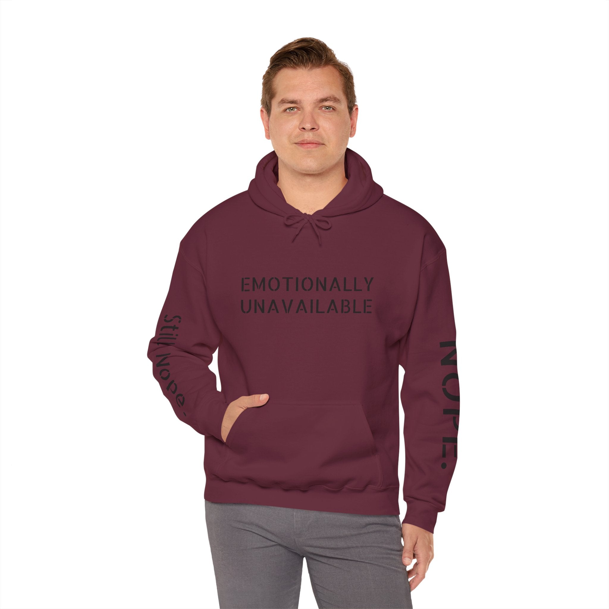 Emotionally Unavailable Hoodie — "Currently Accepting Coffee, Not Conversations" Graphic Hoodie