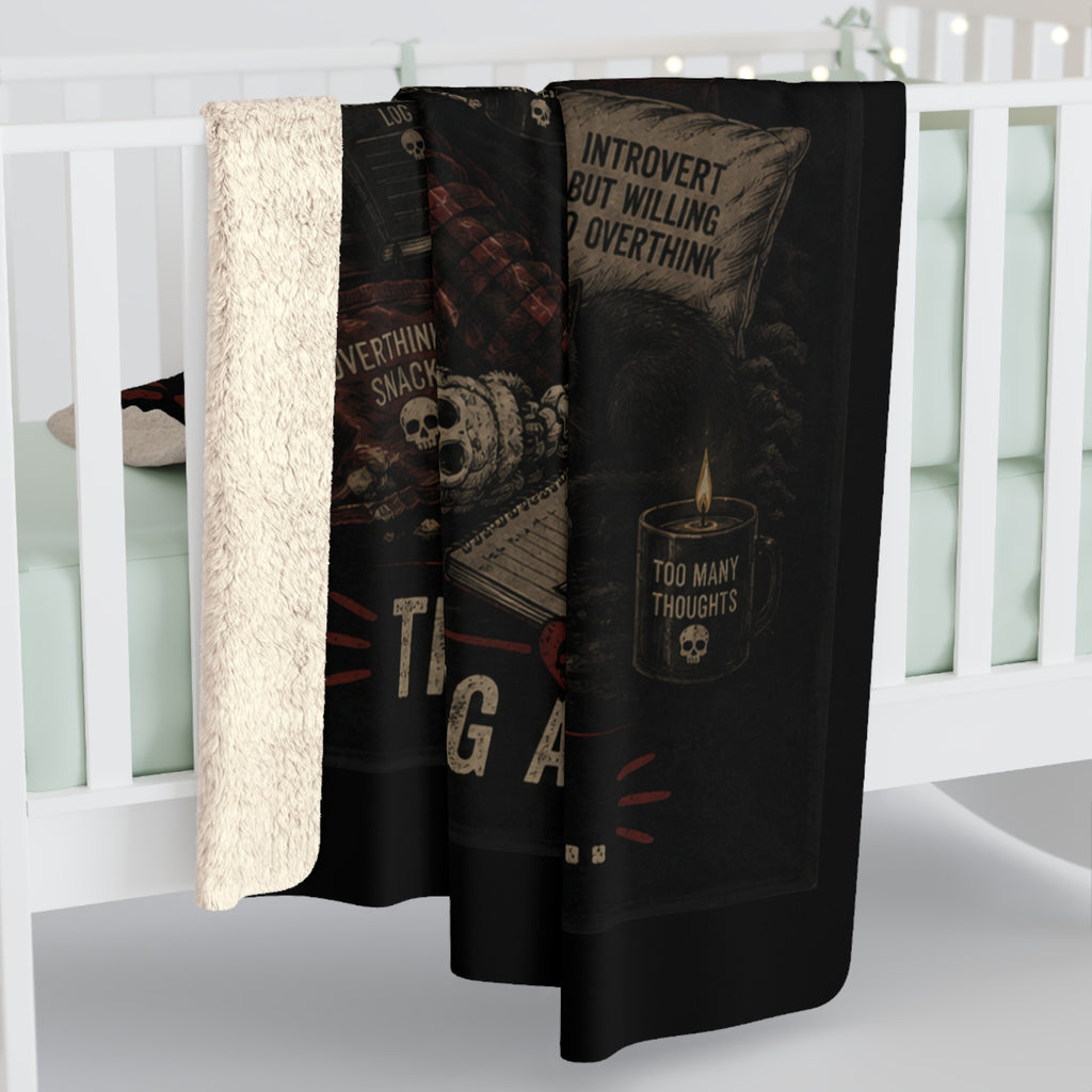Sherpa Blanket — Professional Overthinker Vintage Skull Design
