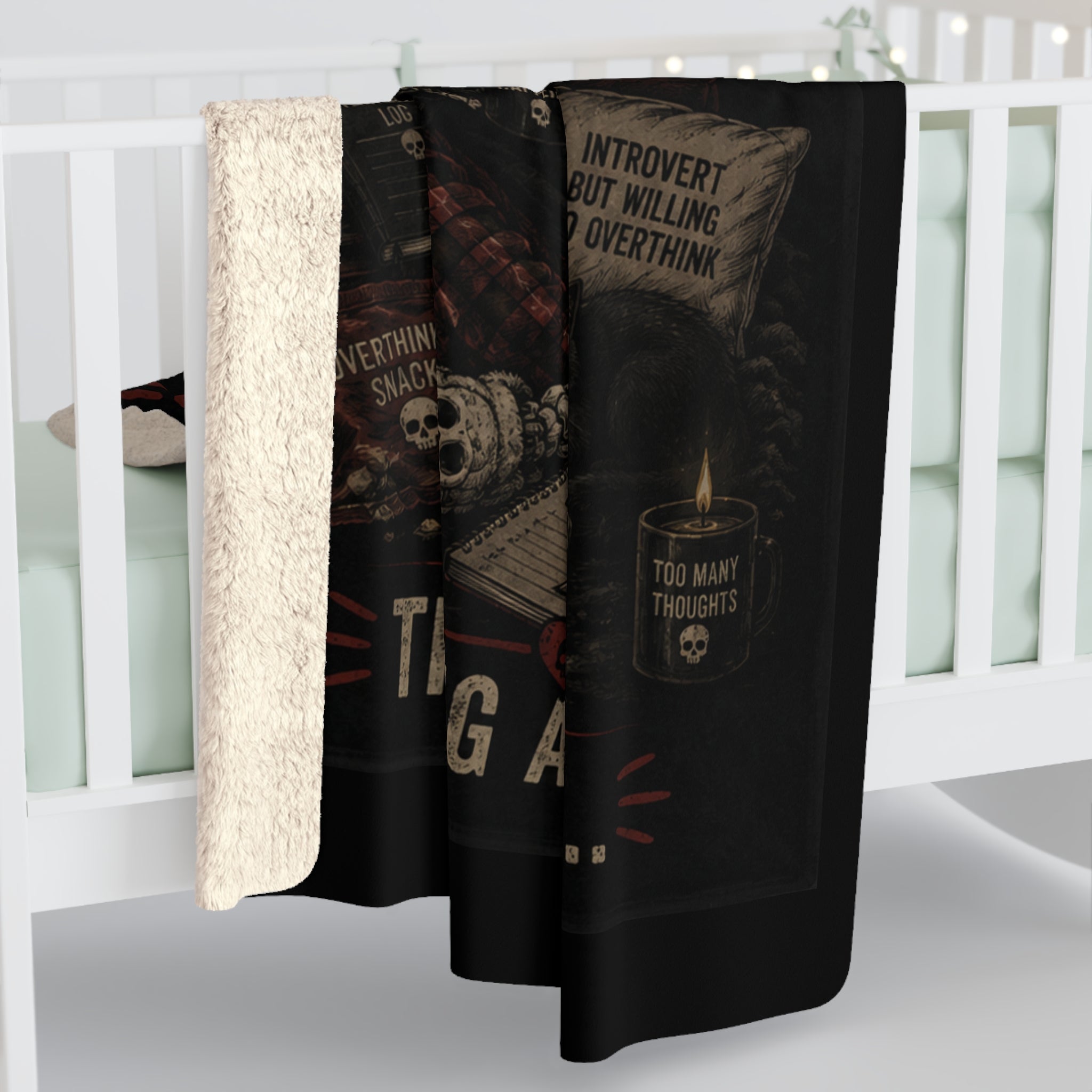 Sherpa Blanket — Professional Overthinker Vintage Skull Design