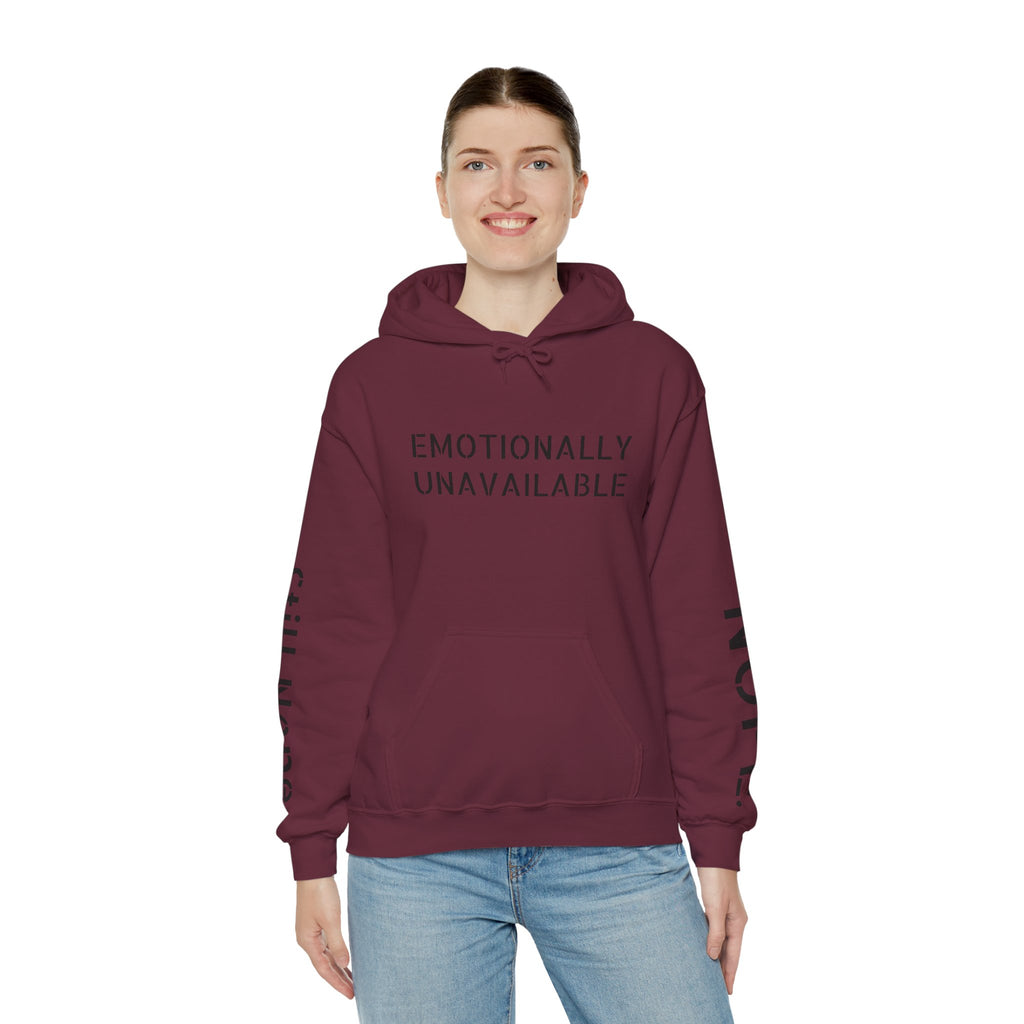 Emotionally Unavailable Hoodie — "Currently Accepting Coffee, Not Conversations" Graphic Hoodie