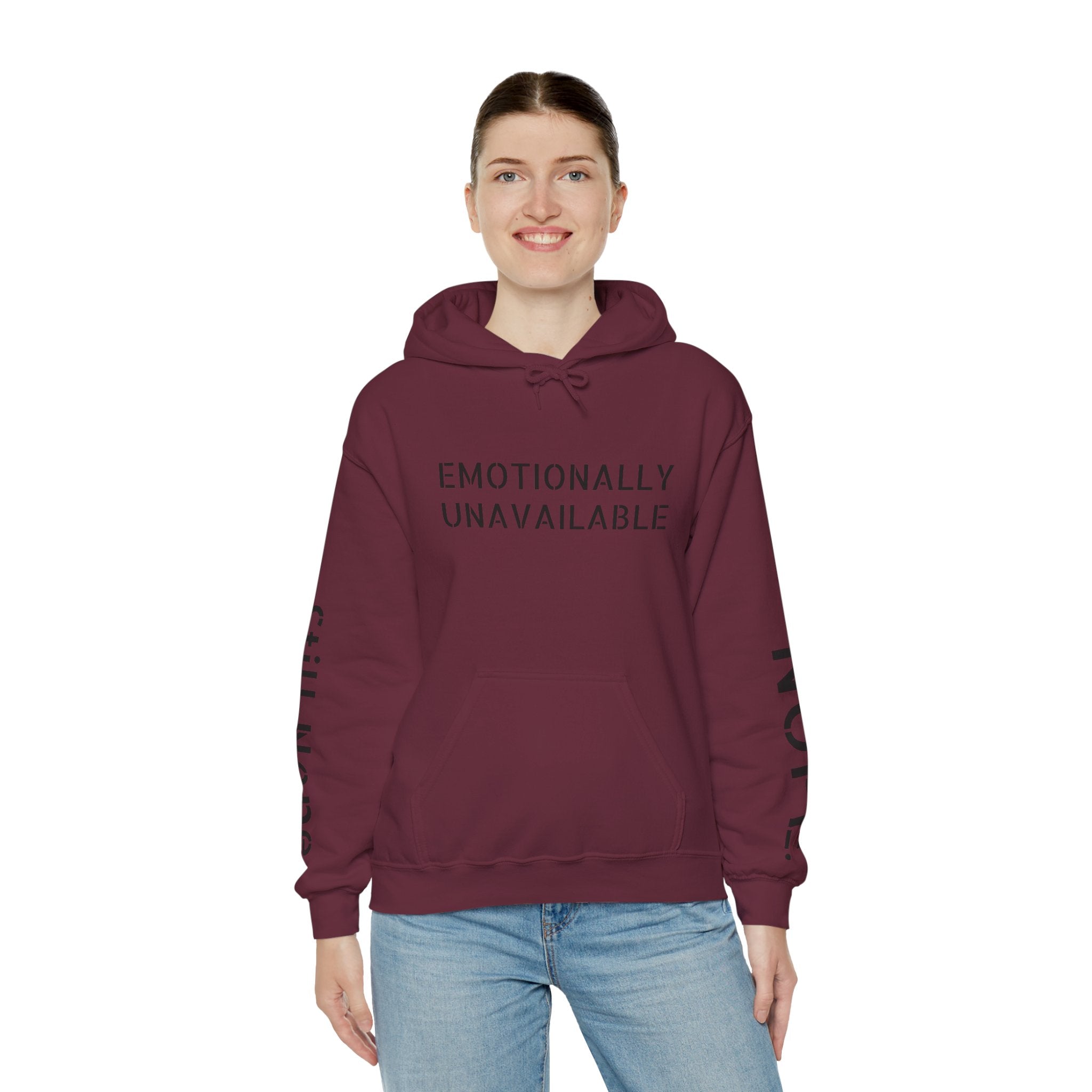 Emotionally Unavailable Hoodie — "Currently Accepting Coffee, Not Conversations" Graphic Hoodie
