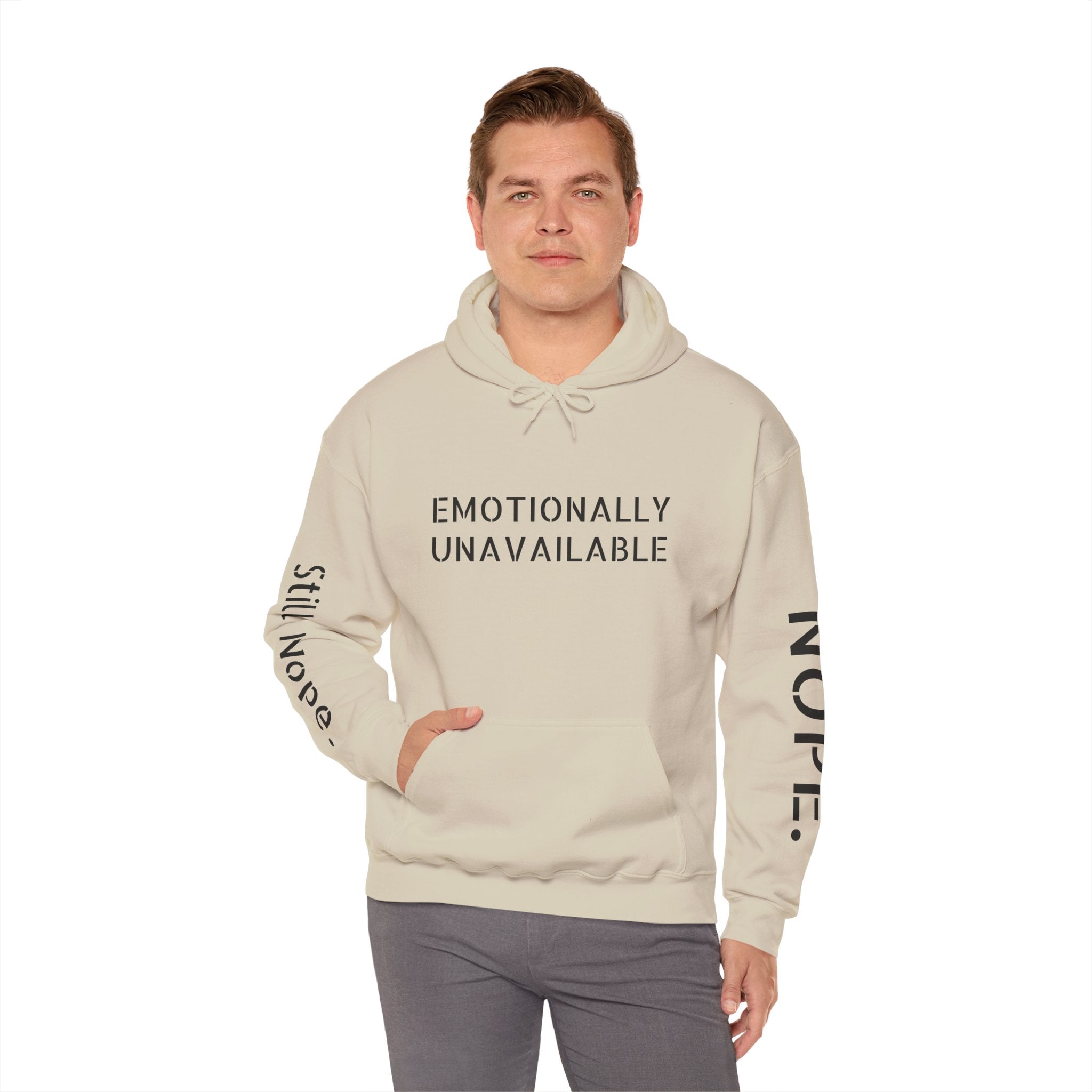 Emotionally Unavailable Hoodie — "Currently Accepting Coffee, Not Conversations" Graphic Hoodie