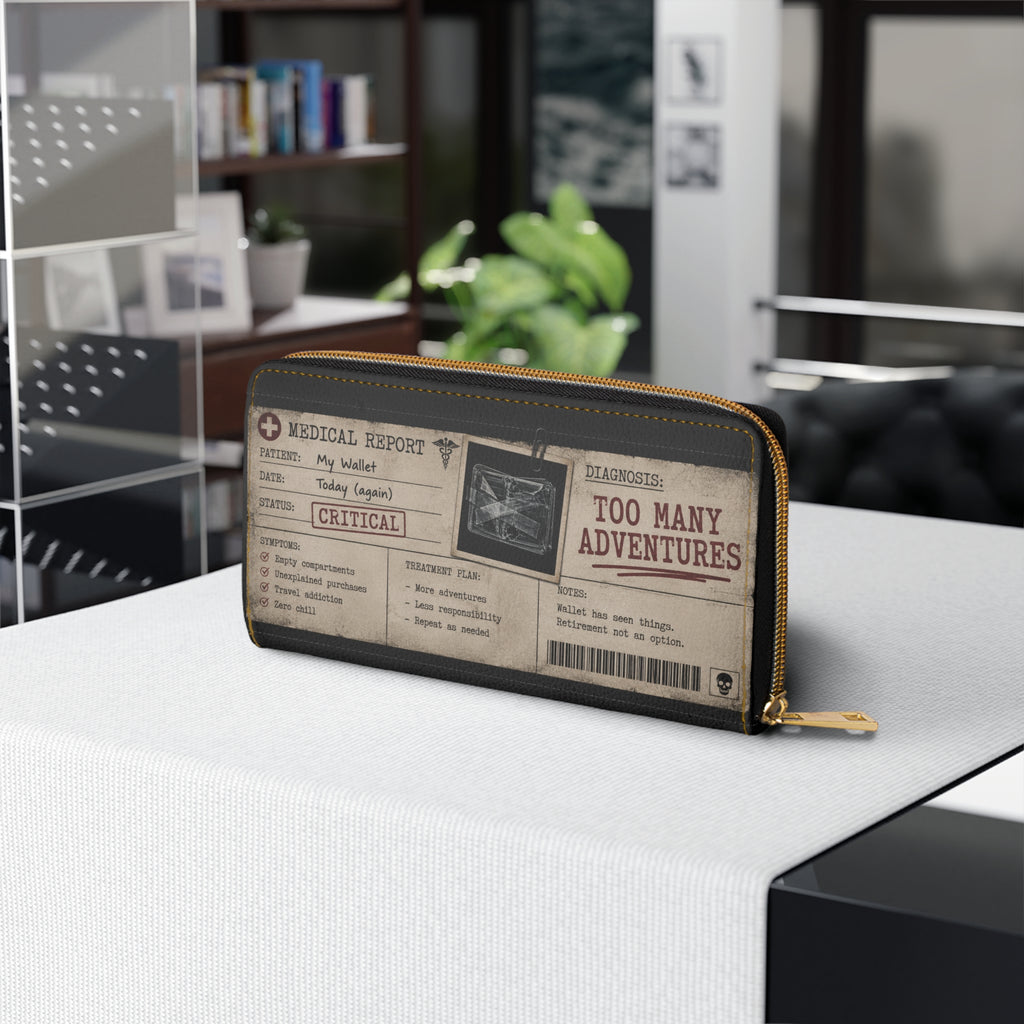 Zipper Wallet — 'Wallet in Critical Condition' Adventure Medical Report Design