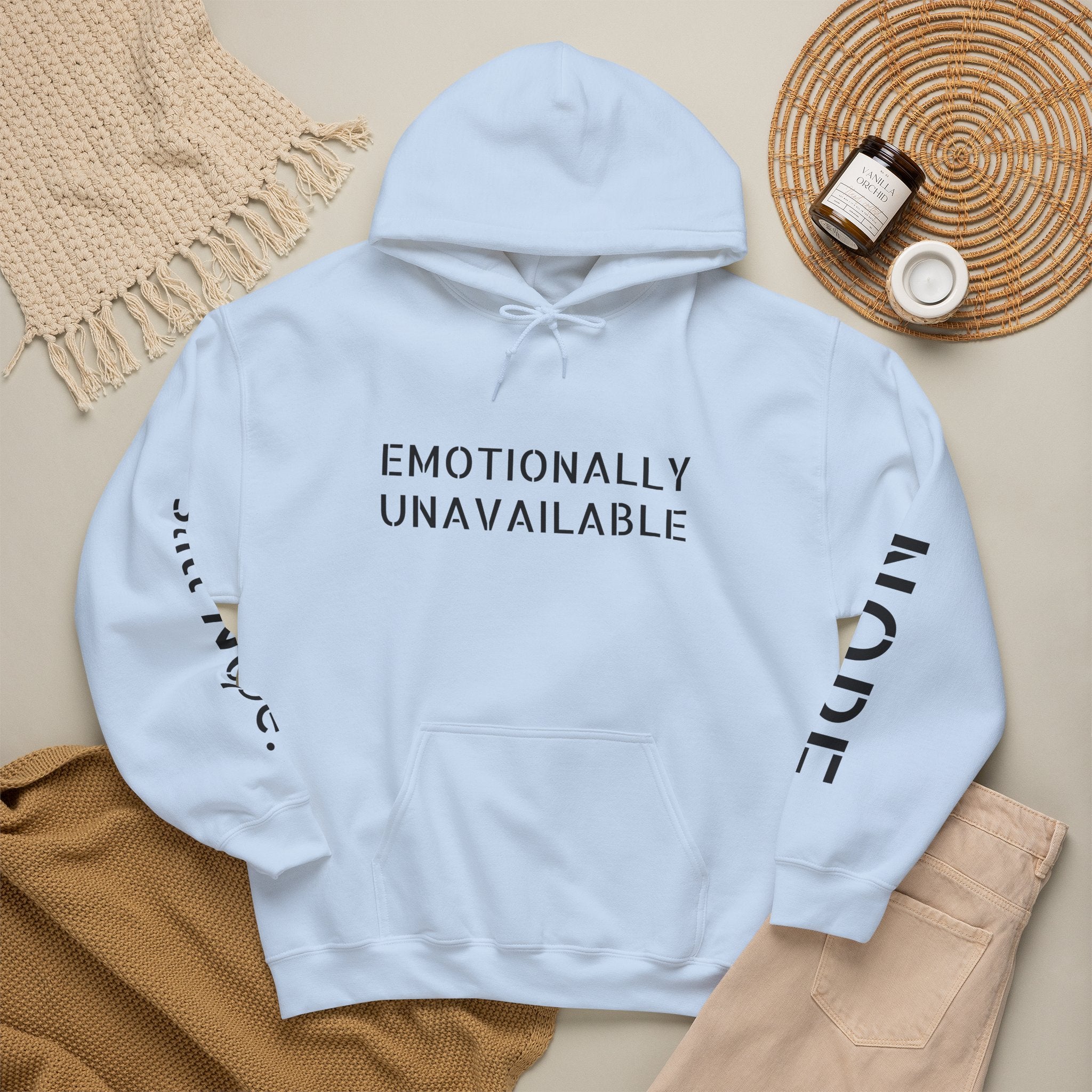 Emotionally Unavailable Hoodie — "Currently Accepting Coffee, Not Conversations" Graphic Hoodie